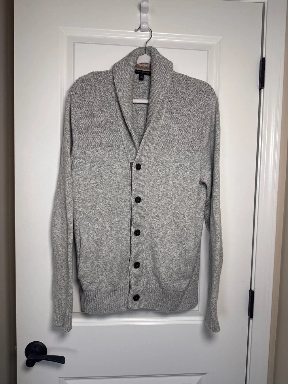 Banana Republic Men's Shawl Collar Cardigan - Light Gray Heather